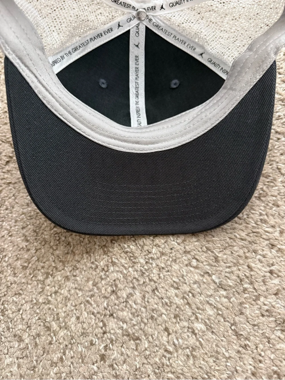 Jordan × Oklahoma Sooners Charcoal Gray and White Mesh Trucker Hat